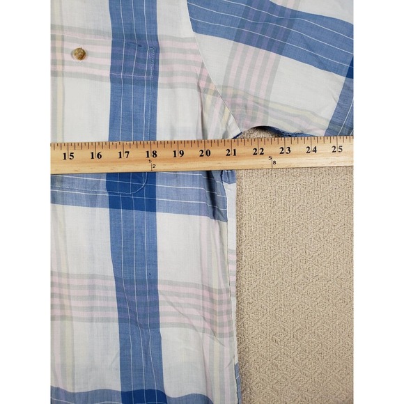 VTG St. John's Bay Shirt Mens LT Large Tall Blue/White Plaid Cotton Made In USA - Picture 7 of 13
